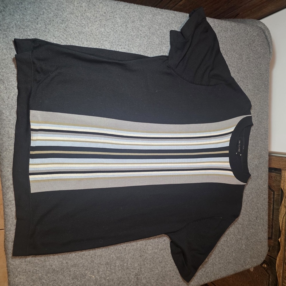 Murano silk knit top Large L2 Multi Vertical Stripe